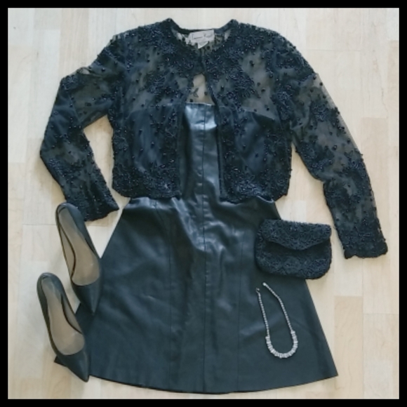 Black vegan leather Zara strapless dress - Picture 4 of 5